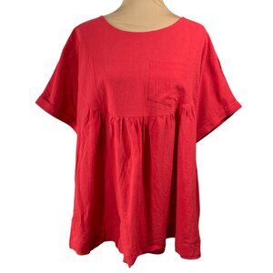 Unbranded Peplum Top Size XXL 2XL Red Short Sleeve Cotton